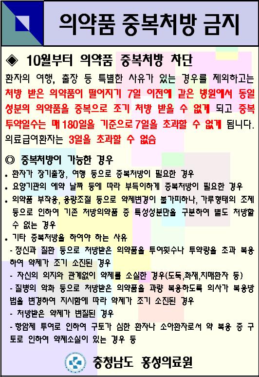의약품 중복처방 금지안내