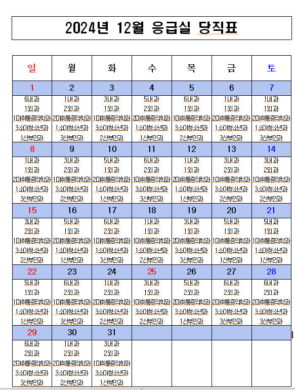 2024년 12월 응급의료센터 비상진료체계 현황