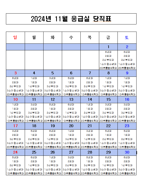 2024년 11월 응급의료센터 비상진료체계 현황