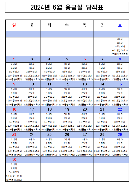2024년 6월 응급의료센터 비상진료체계 현황